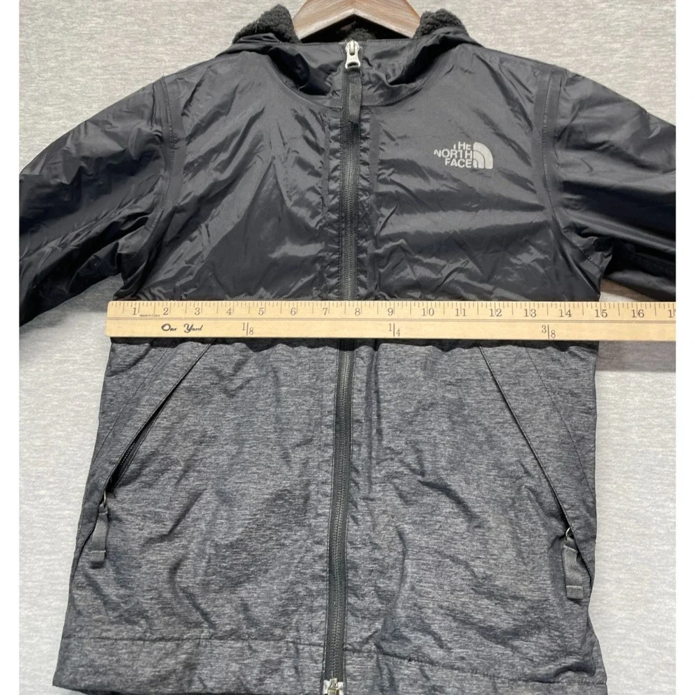 The North Face Jacket Boys XS (6) Black Gray Logo Fleece Lined Full Zip Winter